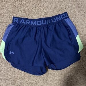 Under Armour Women's Blue and Green Athletic Shorts